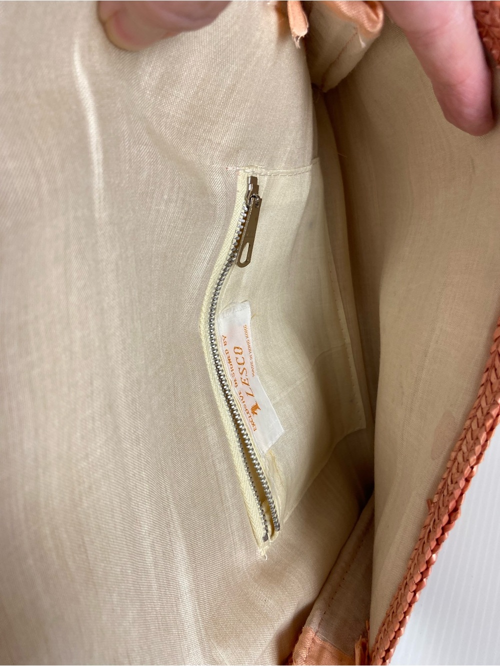 Vintage Lesco Woven Straw Crossbody Shoulder Bag Clutch Salmon Pink - Picture 8 of 9